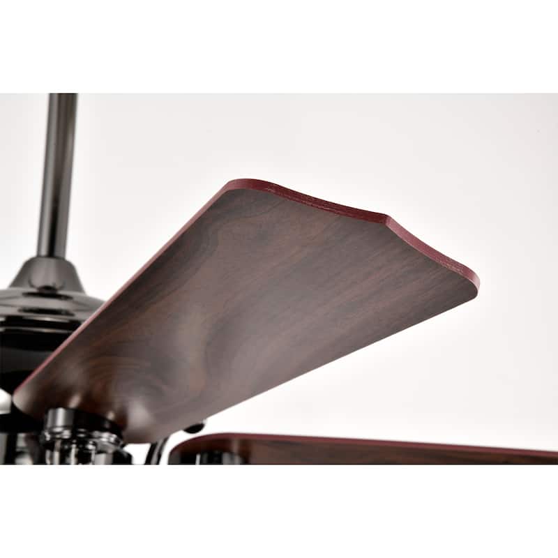Anja Dark Pear Black Satin Gray 5-Blade 3-Light Lighted Ceilng Fan Smoked Glass Lamp Chandelier Includes Remote Control