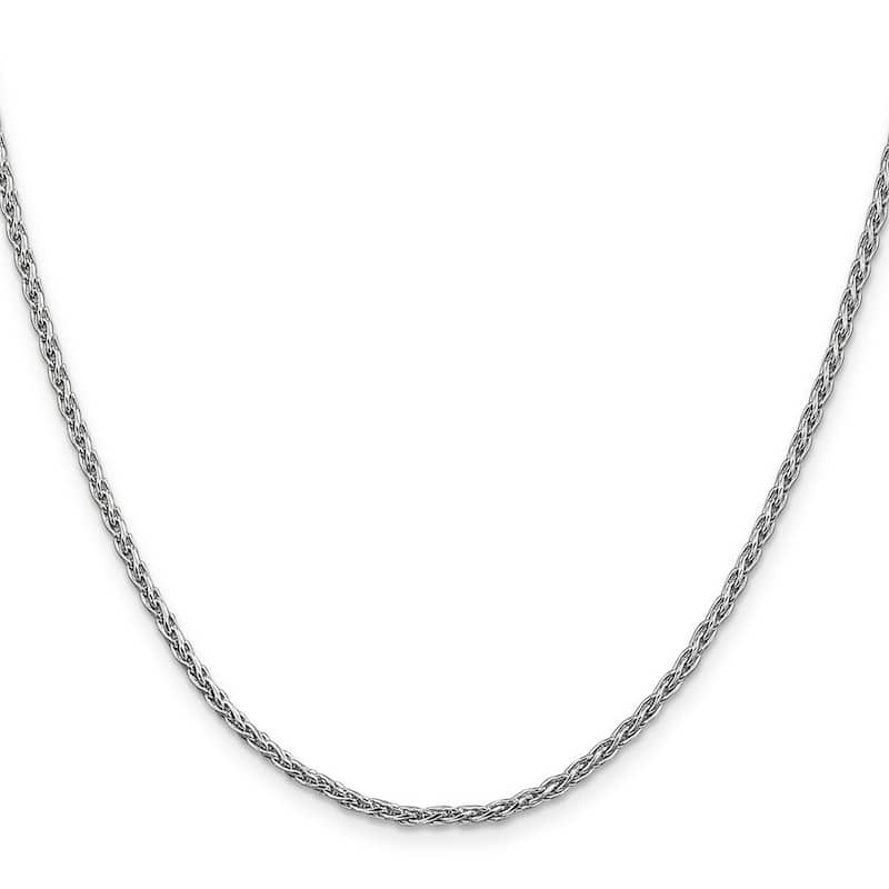 Curata 14k White Gold Solid Polished 2.25mm Round Wheat Chain Bracelet Lobster Claw