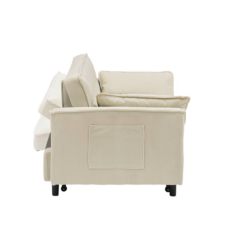 55" 3-in-1 Double Pull-Out Sofa Bed for Living Room