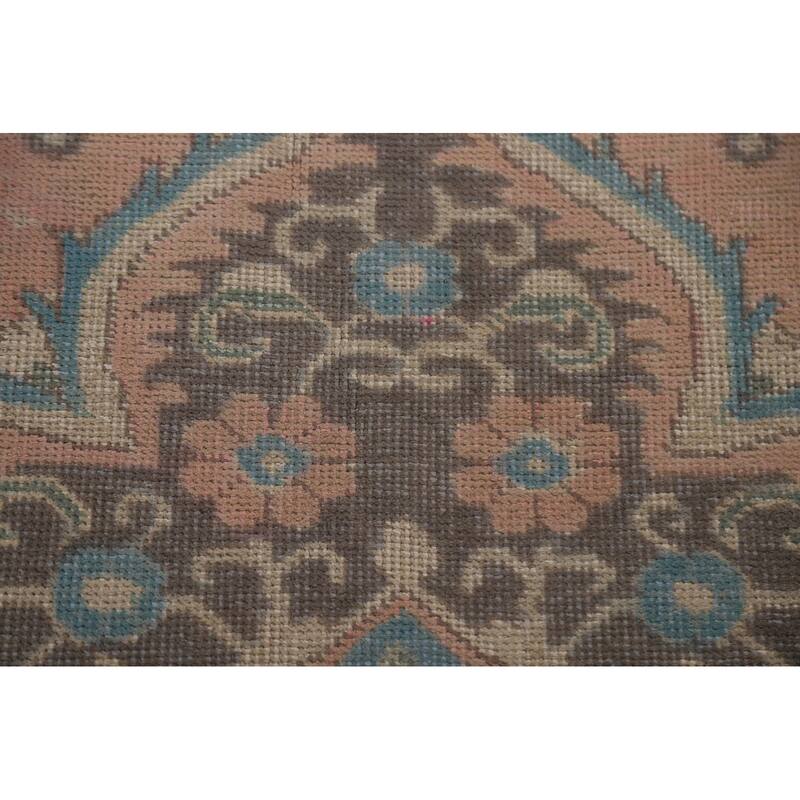 Hand Knotted Oriental 100% Wool Carpet Traditional Medallion Coral Tabriz Area Rug - 11' 11'' X 8' 8''