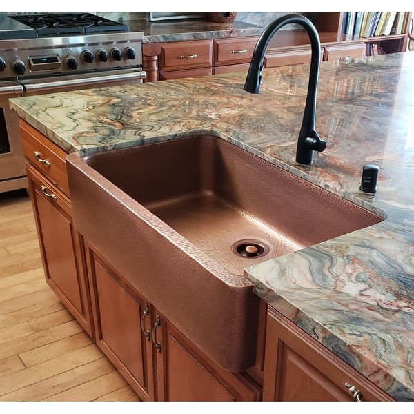 Porter Farmhouse Apron-Front Handmade Copper 36 in. Single Bowl Kitchen Sink in Hammered Antique Copper Porter Farmhouse Apron-Front Handmade Copper 36 in. Single Bowl Kitchen Sink in Hammered Antique Copper