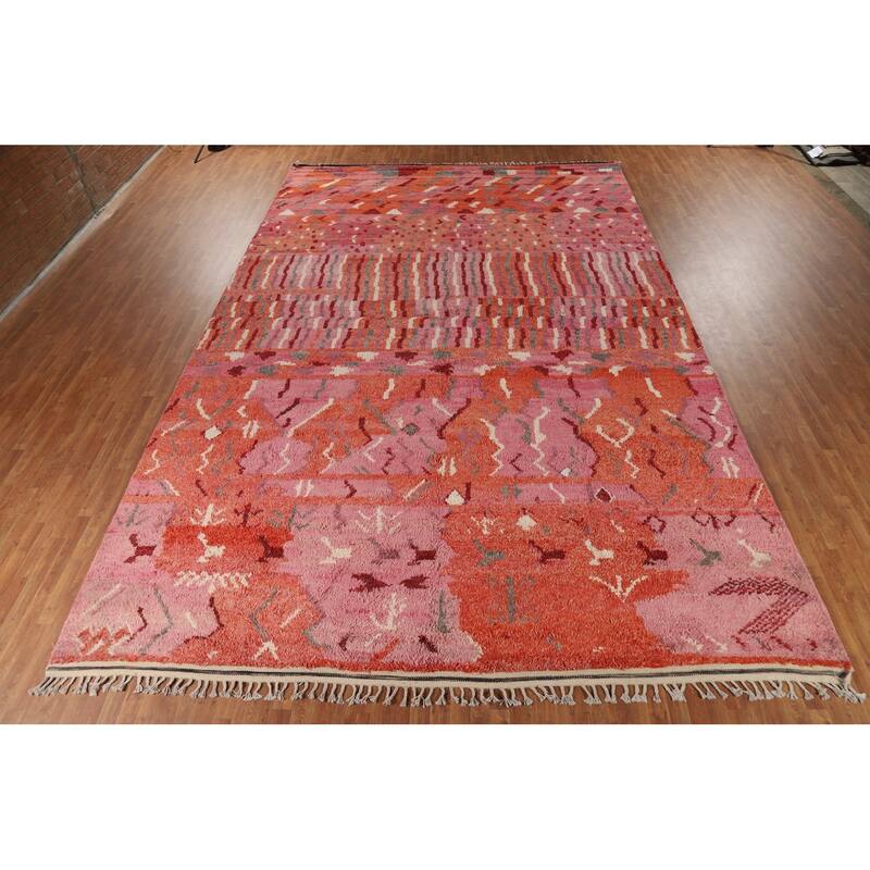 Orange & Pink Moroccan Large Area Rug Hand-Knotted Wool Carpet - 12'0" x 18'5"