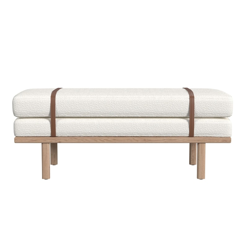 HomePop upholstered Bench with Wood Base