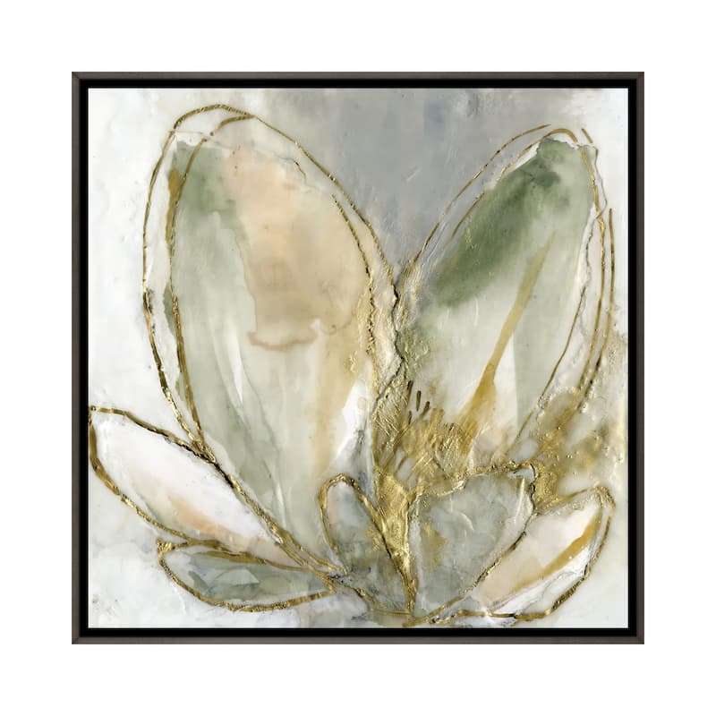 iCanvas "Blooming Gold I" by Jennifer Goldberger Framed - 26x26 - Charcoal