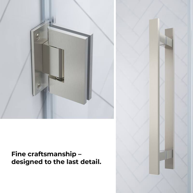 OVE Breeze Pivot Corner Frameless Pivot Shower Door Kit with Base Pan