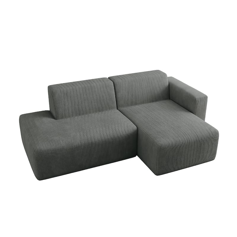 94" W Corduroy Upholstered Fully Sponge Molded Modular Sectional Sofa