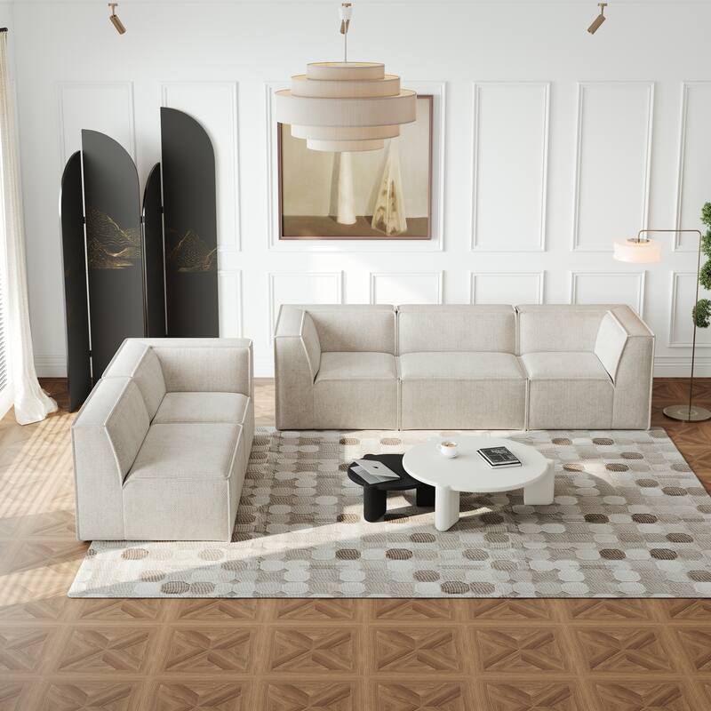 106"x106" Chenille Modular L-Shaped Sectional Sofa (5-Piece)