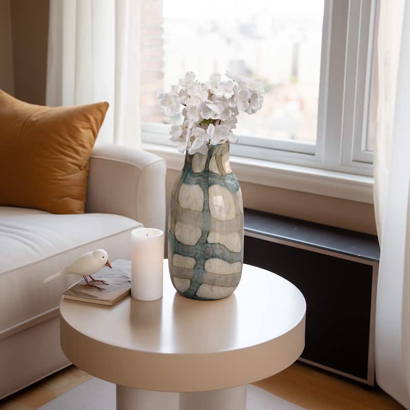 Sagebrook Home Handcrafted Modern Glass Vase - Blue & Tan