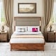 preview thumbnail 2 of 8, Queen Size Platform Bed Frame with Upholstered Headboard Featuring USB and Type-C Charging Ports