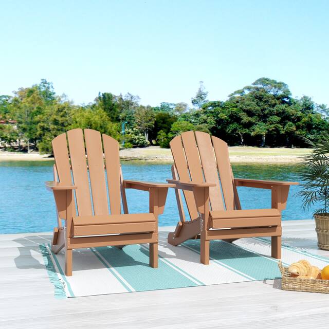 Laguna Outdoor Eco-Friendly Poly Folding Adirondack Chair (Set of 2) - Teak