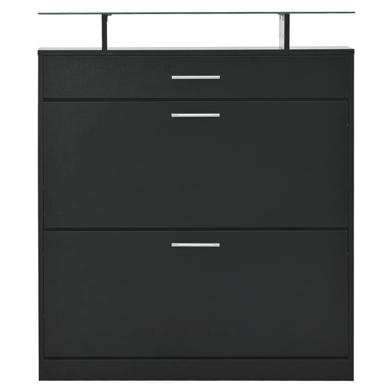 Slim Entryway Organizer with 2 Flip Drawers and LED Light - 9.4"W x 25"H x 35"D