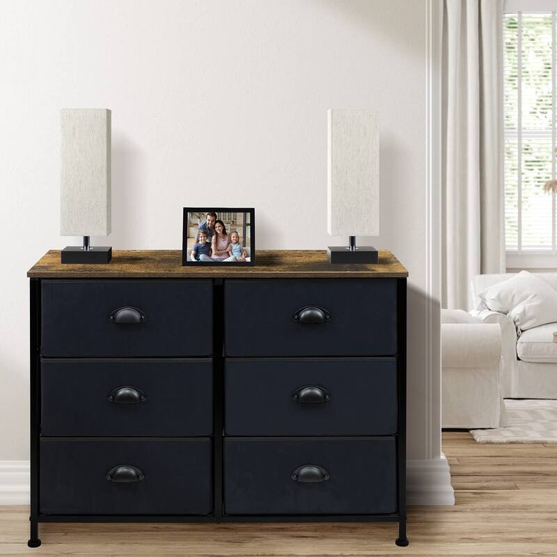 Sorbus Wide Dresser / TV Stand with 5 Drawers for Bedroom, Rustic Farmhouse Décor