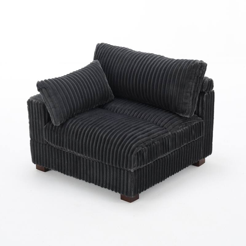 Upholstered Plush Flannel Modular Sectional Sofa with Pillows,Ajustable Headrest