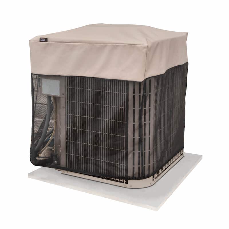 Modern Leisure Basics Square Air Conditioner Cover, 32" Square X 32"H, Black & Beige - 32"L x 32" W x 32" H - Beige & Black - 32"L x 32" W x 32" H