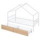 preview thumbnail 8 of 12, White Twin Size Metal House Bed with Two Drawers and Roof for Kids, Boys and Girls, Bedroom
