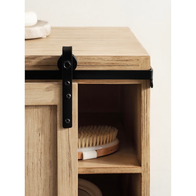 Kate and Laurel Cates Wood Floating Side Table with Cabinet