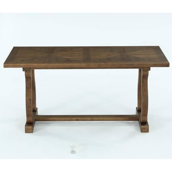 63" Farmhouse Rectangle Solid Wood Dining Table for 4-6 People