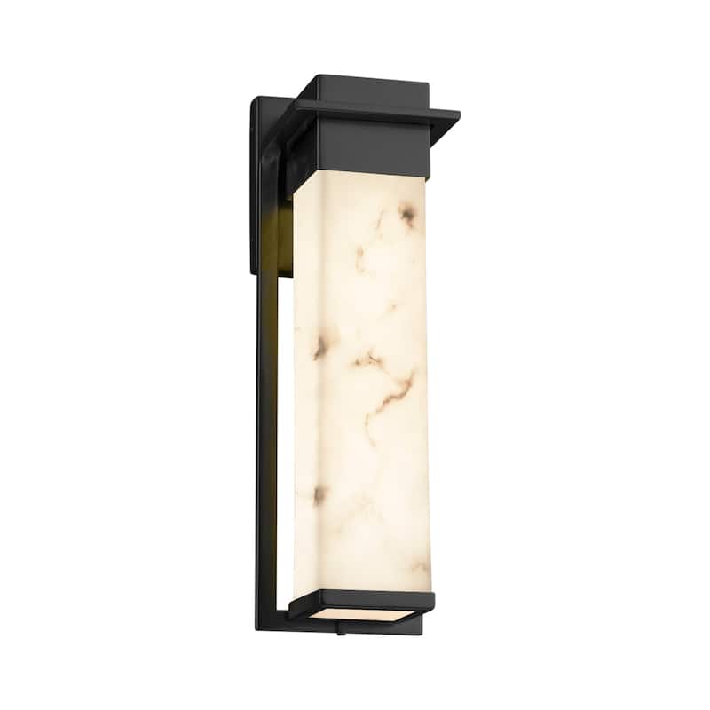 Justice Design LumenAria Pacific Matte Black Outdoor Large Wall Sconce, Faux Alabaster Shade