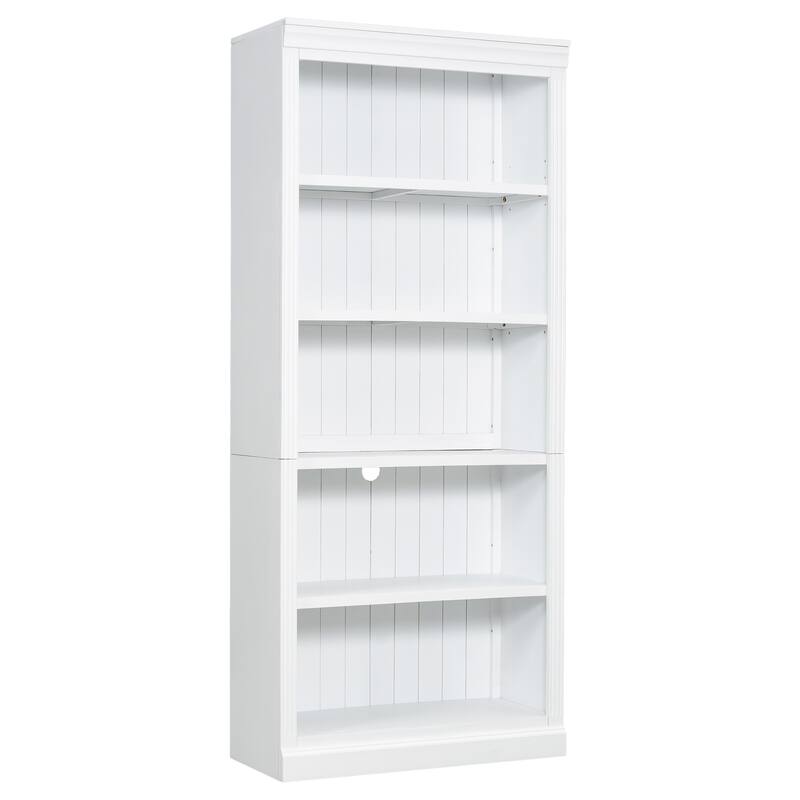 83.4" Tall Bookcase with Light Strip - 5-Tier Adjustable Shelves, CD/Book Storage
