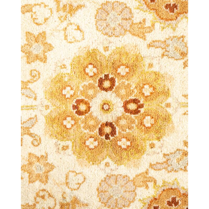 Overton Hand Knotted Wool Traditional Oriental Ivory Area Rug - 6' x 9'