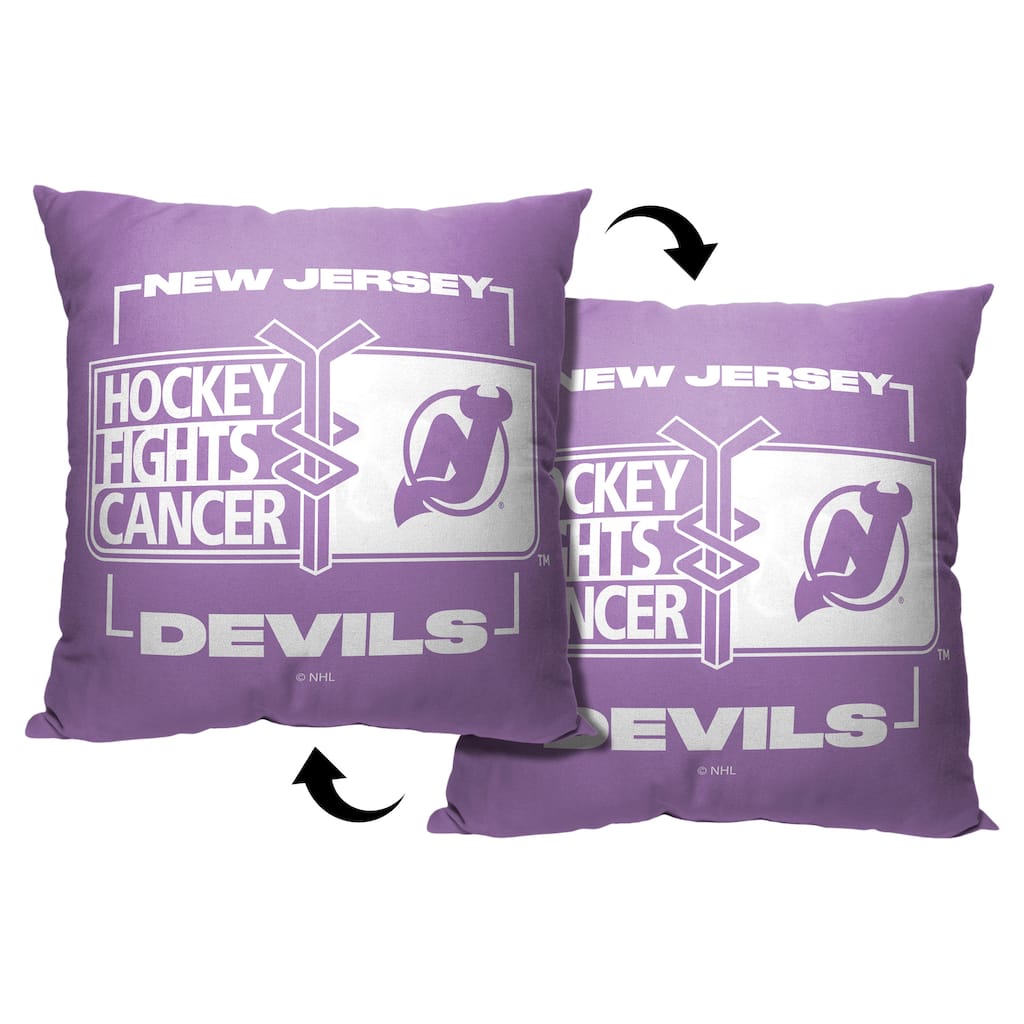 NHL New Jersey Devils Hockey Fights Cancer Fight For 18 Inch Throw Pillow