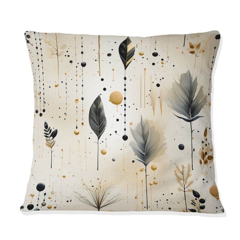 Designart "Grey And Beige Urban Ferns Soft Color I" Floral Printed Throw Pillow