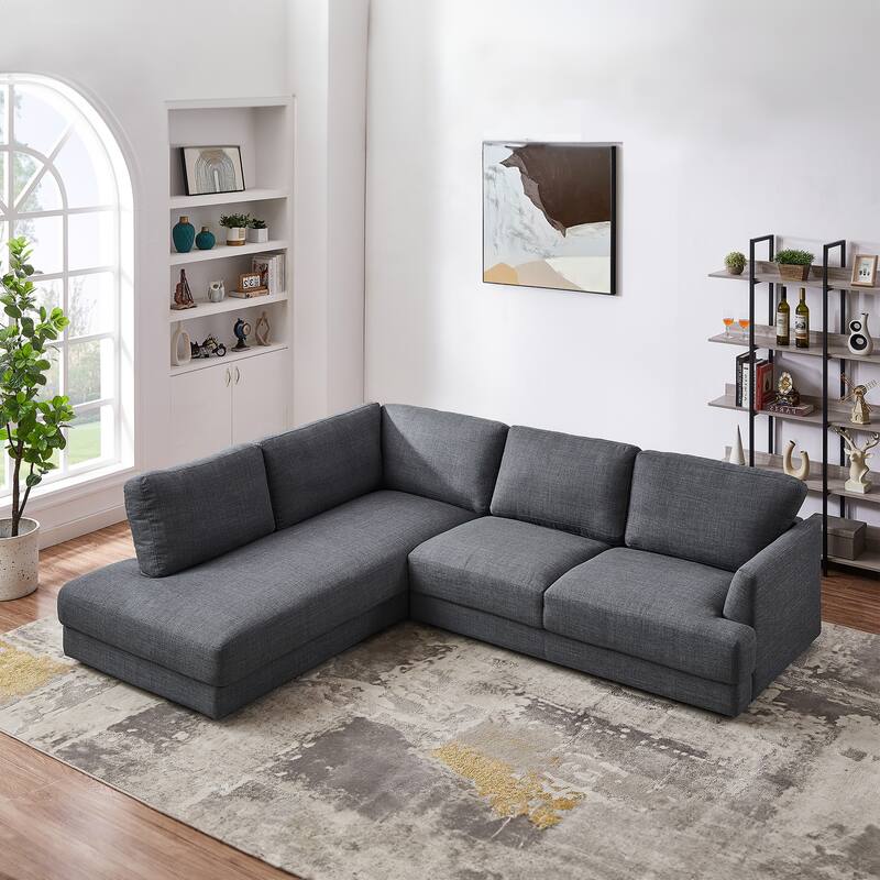 Gloria Mid-century Modern Cozy Sectional Linen Sofa