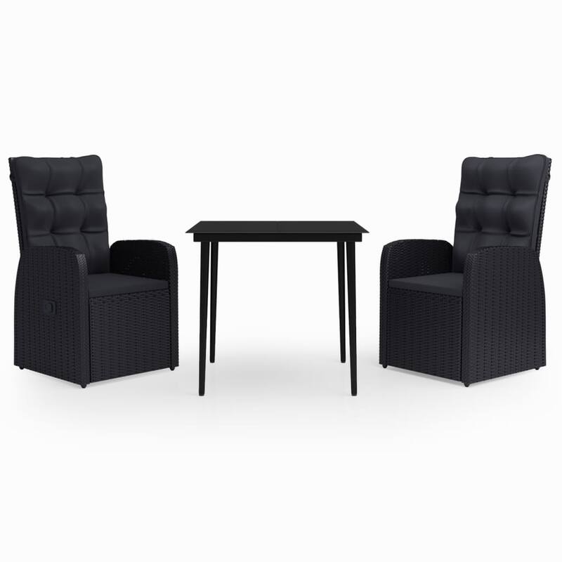 vidaXL Patio Dining Set Seat 3/5/7 Piece Black/Gray 31.5"/55.1" Table Length