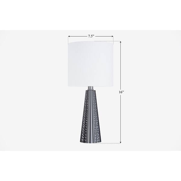 dimension image slide 11 of 13, 16-in. Glass Lamp w/ Brushed Nickel Accents and Drum Shade