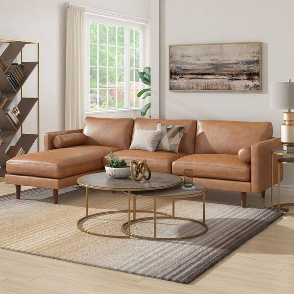 Shop Oana Mid Century Faux Leather Sectional Sofa By Inspire Q Modern Overstock 31148838