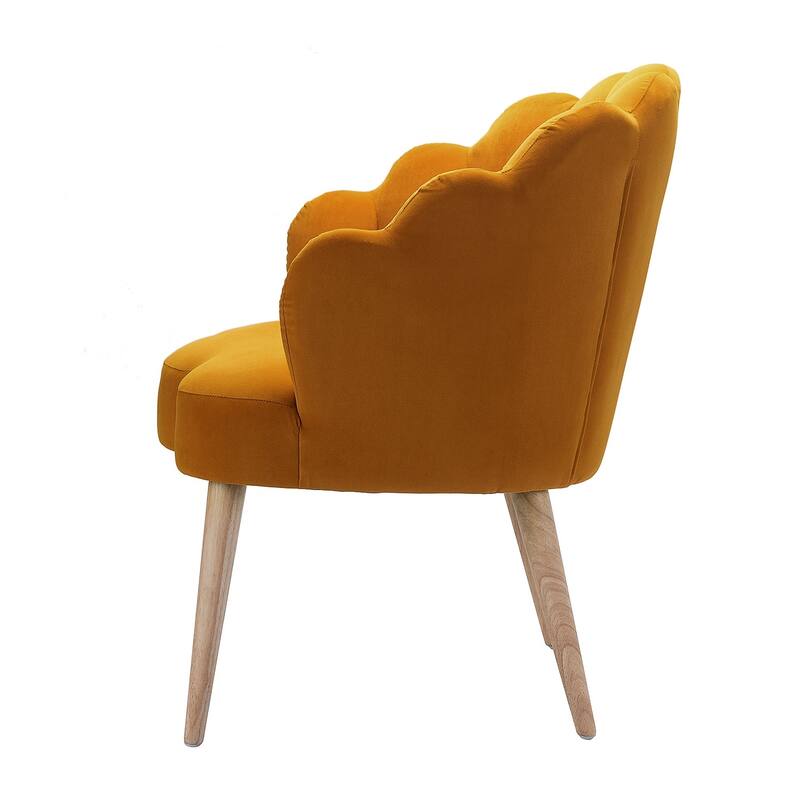Eleanora Modern Cute Scalloped Back Tufted Velvet Armchairs Set of 2 by HULALA HOME