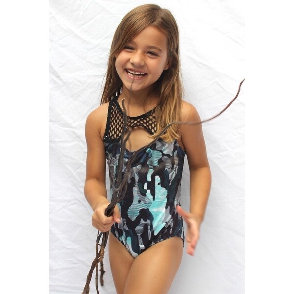 girls black one piece swimsuit