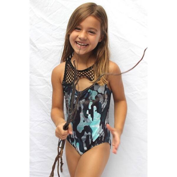 Shop Azul Little Girls Green Black G I Jane One Piece Swimsuit