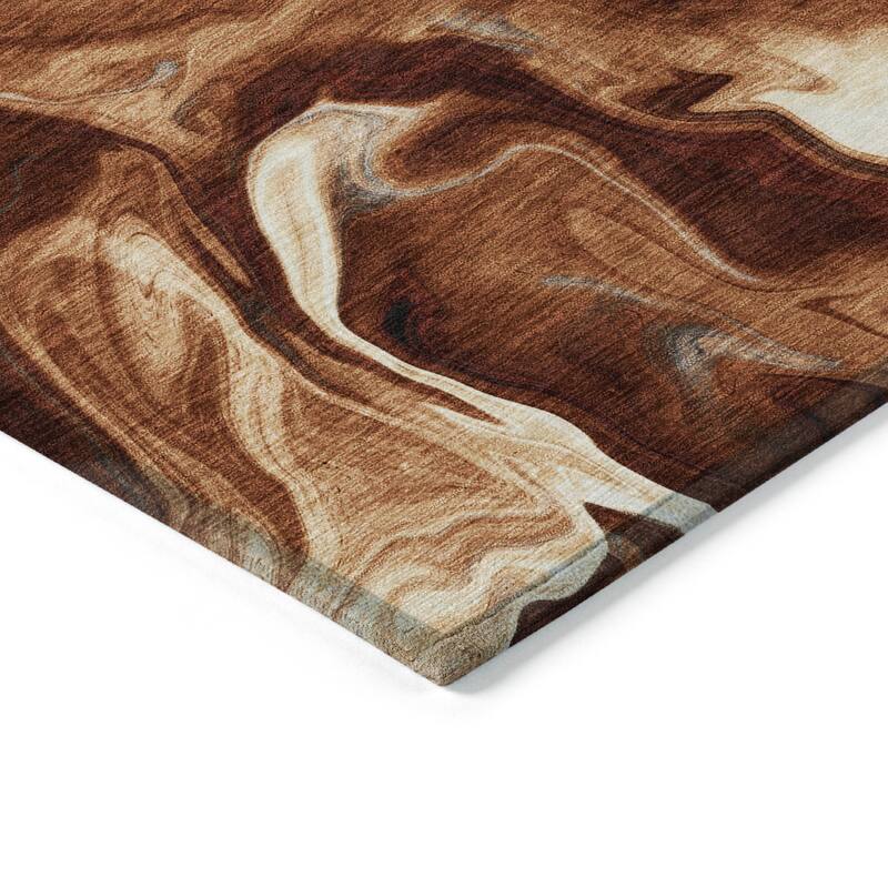 Machine Washable Indoor/ Outdoor Chantille Abstract Motion Rug