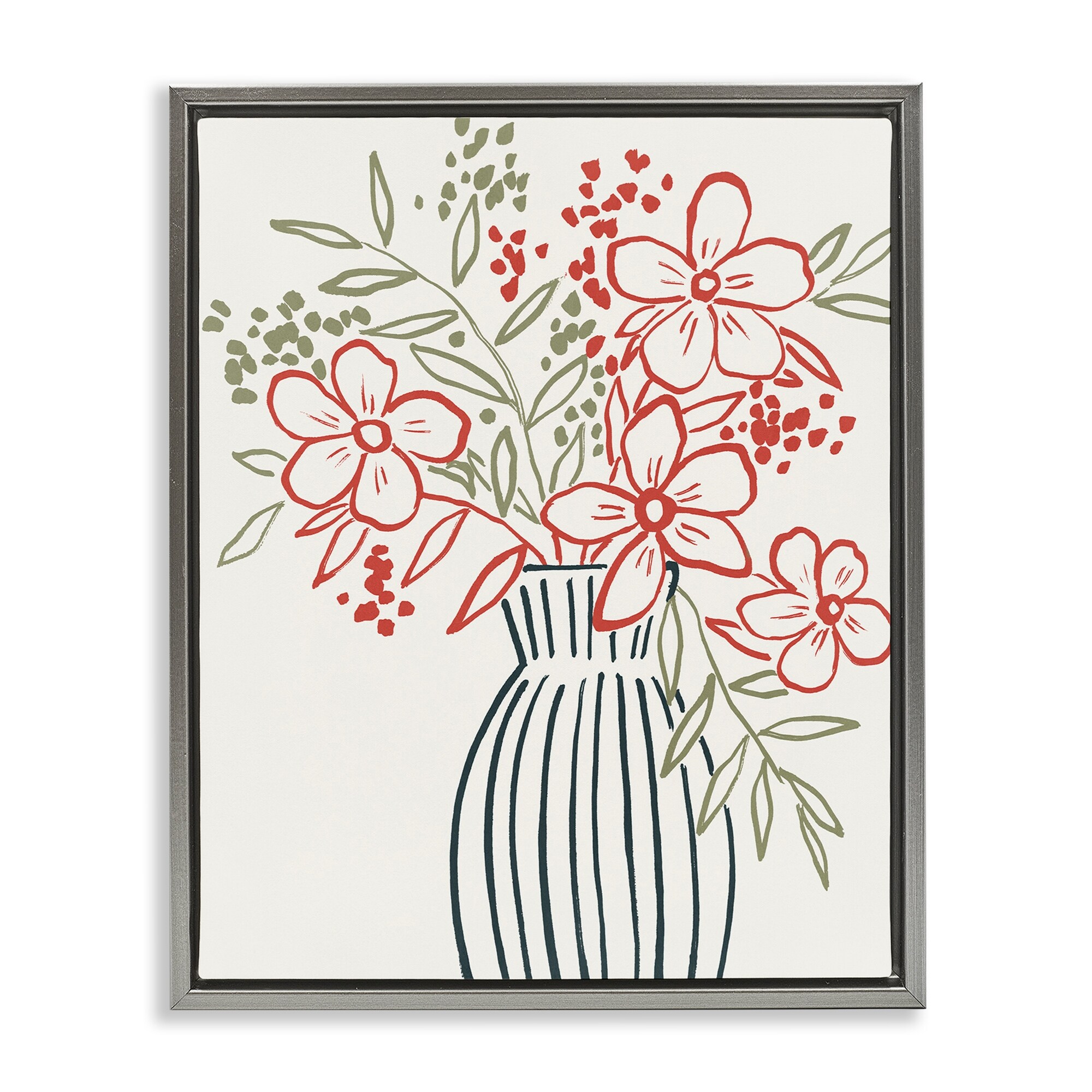 Stupell Botanical Simplicity Bouquet Framed Floater Canvas Wall Art Design By Aria K.