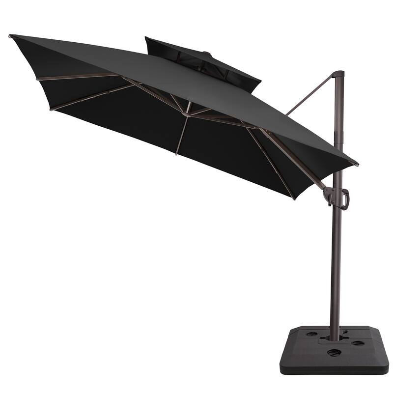 11 ft Square Patio Cantilever Offset Umbrella Double Top with Offset Base