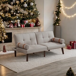 Convertible Sofa Bed Futon with Solid Wood Legs Linen Fabric - Bed Bath ...
