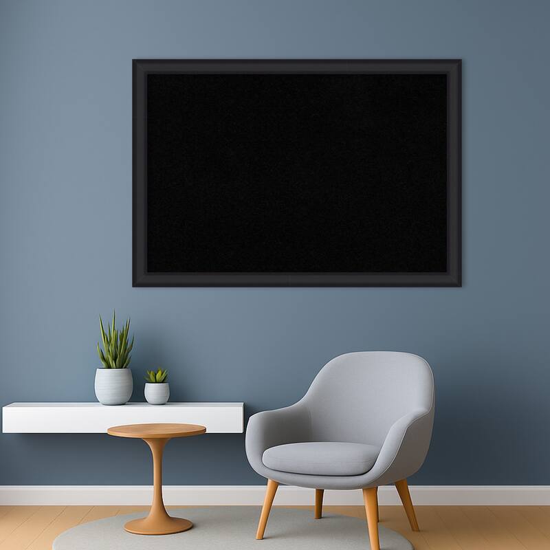 Oliver Black Narrow Wood Framed Cork Board - Bulletin Board, Organization Board, Pin Board