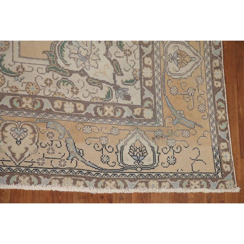 Geometric Tabriz Persian Vintage Area Rug Handmade Wool Carpet - 9'7" x 12'9"