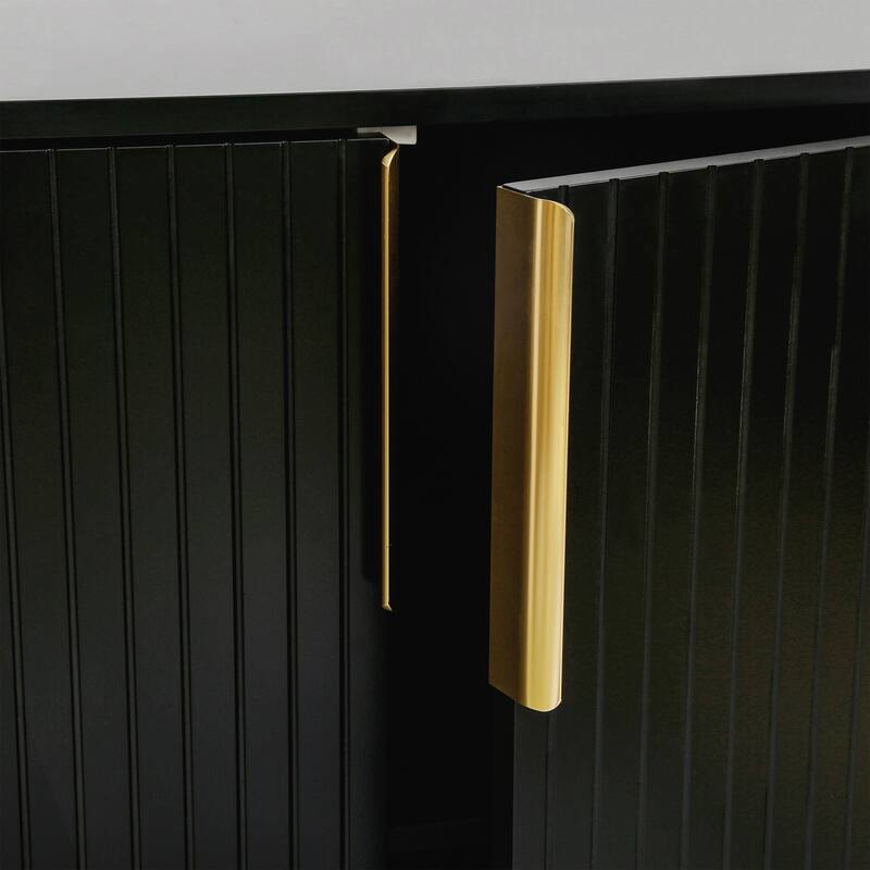 Modern sideboard with Four Doors, Metal handles & Legs and Adjustable Shelves Kitchen Cabinet