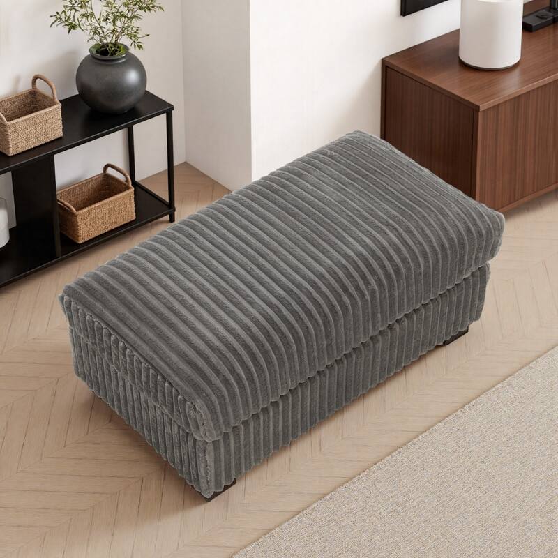 40"W Cotton Flannel Modular Sectional Ottoman
