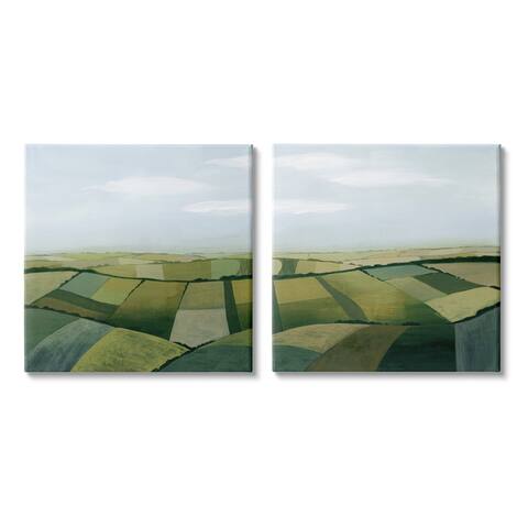 Stupell Industries Rolling Hill Farm Crop Landscape Patchwork Grass Fields 2pc Multi Piece Canvas Wall Art Set - Green