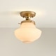 preview thumbnail 2 of 6, Modern Semi-Flush Mount - Metal, Glass Gold, Ivory White 1-Light Ceiling Light for Kitchen or Hallway in Modern, Farmhouse Style