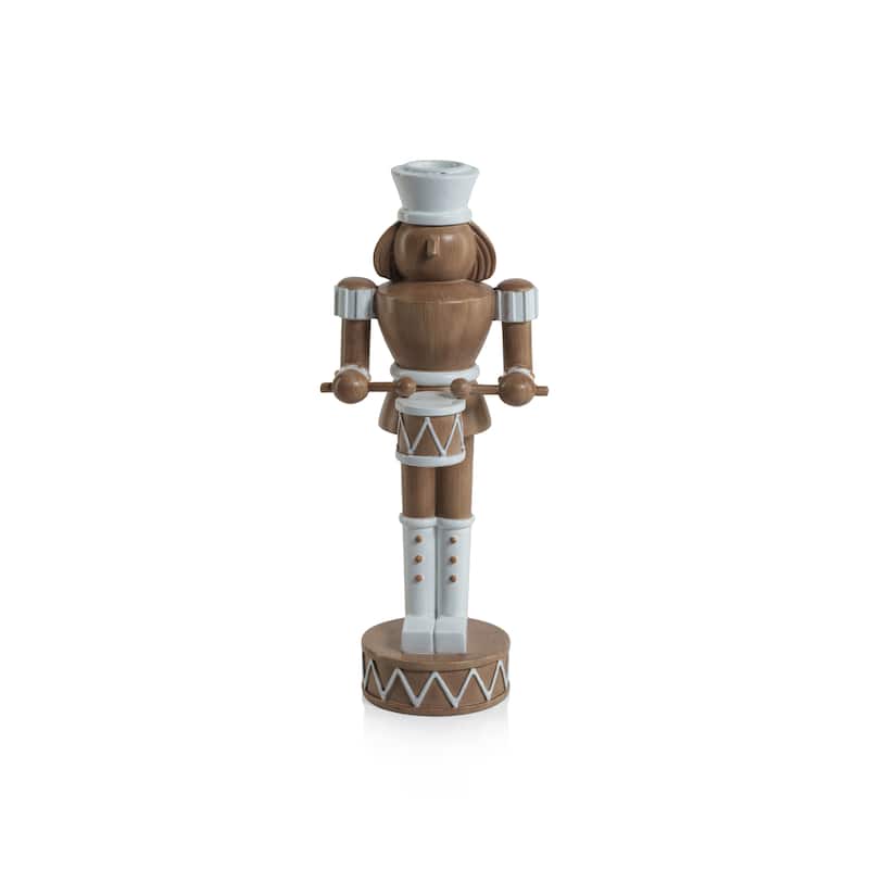 Gelsey 9.75" Tall Nutcracker with Drum Taper Candle Holder