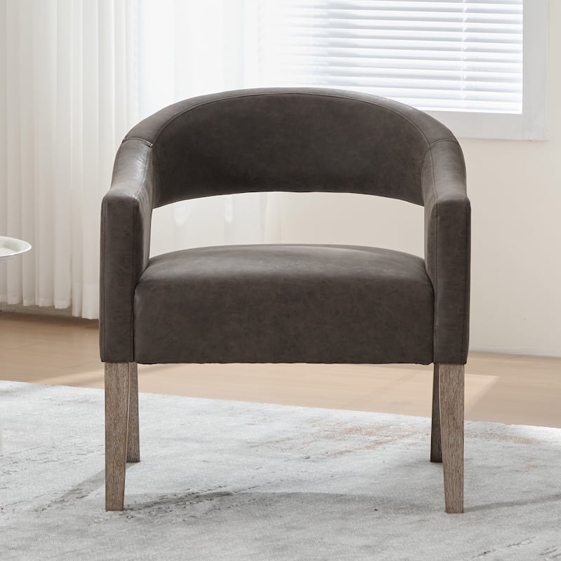 26.3"W PU Leather Accent Chair,Modern Armchair with Wood Legs