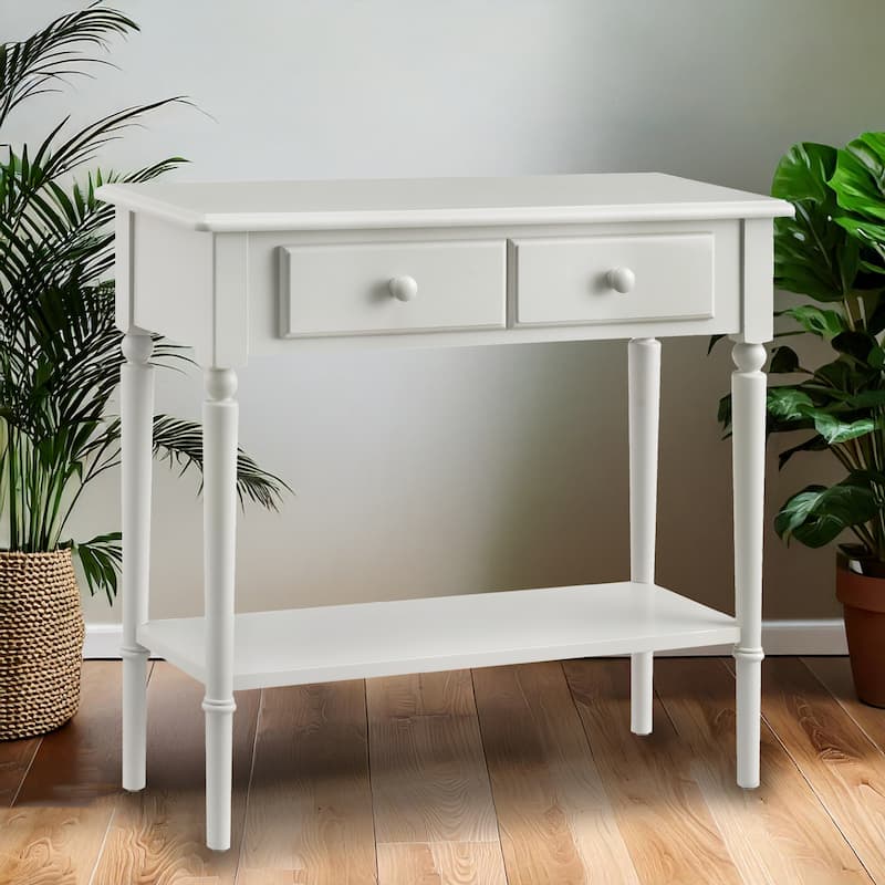 Leick Home Coastal One Drawer Narrow Hall Console Sofa Table - White