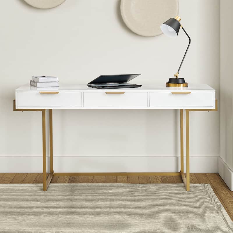 Patricia Modern 3 Drawer Desk with USB Ports and Outlet by HULALA HOME