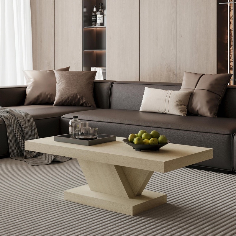47" Modern Cross-Leg Coffee Table - Solid Wood Veneer Center Table with Sturdy X-Shape Design and Ample Storage