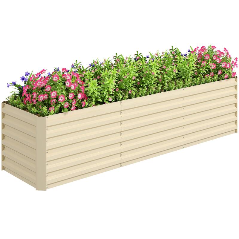 Outsunny 8x2x2ft Galvanized Raised Garden Bed Kit, Outdoor Metal Elevated Planter Box with Safety Edging, Large Raised Bed