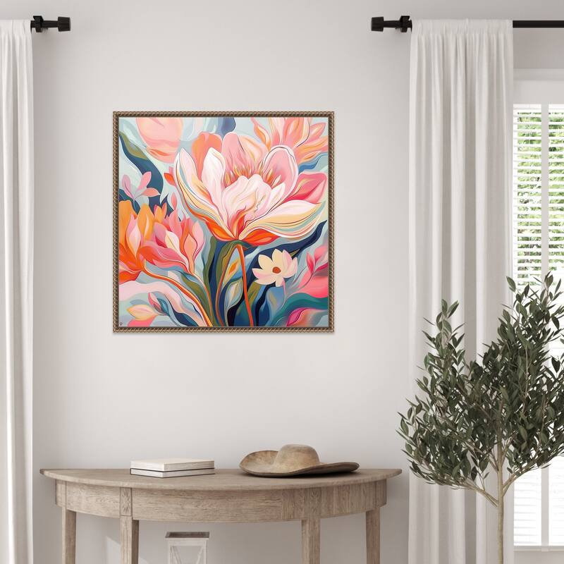 Floral Model Painting by Tradelink inhouse artist Framed Canvas Wall Art Print